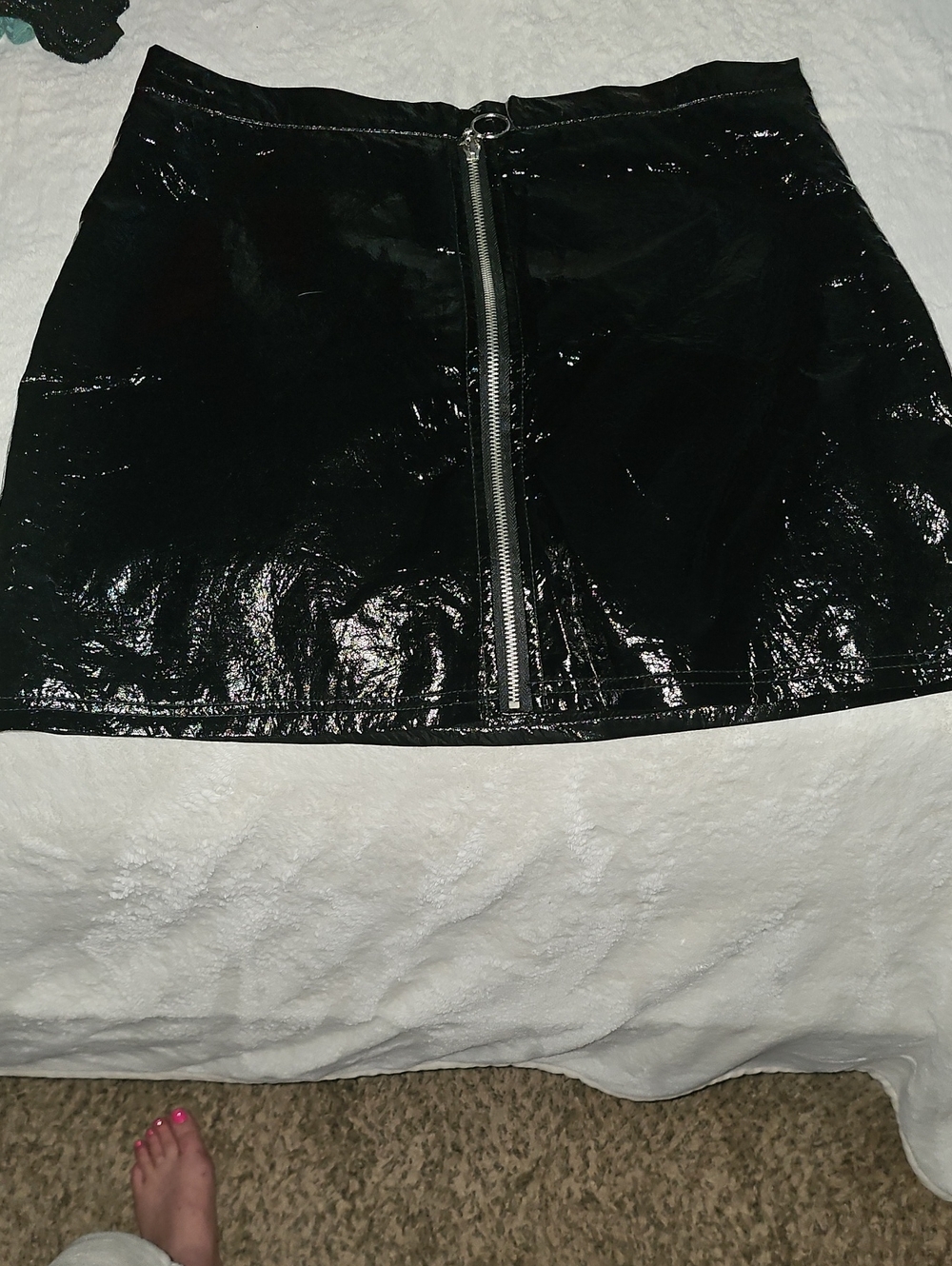 Rue21 Black Patent Zip-Front Mini Skirt